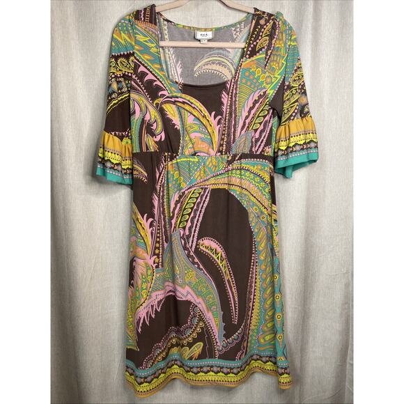 ECI New York Dress Women’s Size 6 Paisley Party Sheath Retro - Square Neck - Picture 1 of 6